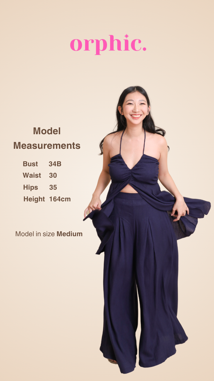 orphic. wear Veronica Premium Woven Linen Blend 2 Piece Set Breezy Top Wideleg Pants Beach Cover Up