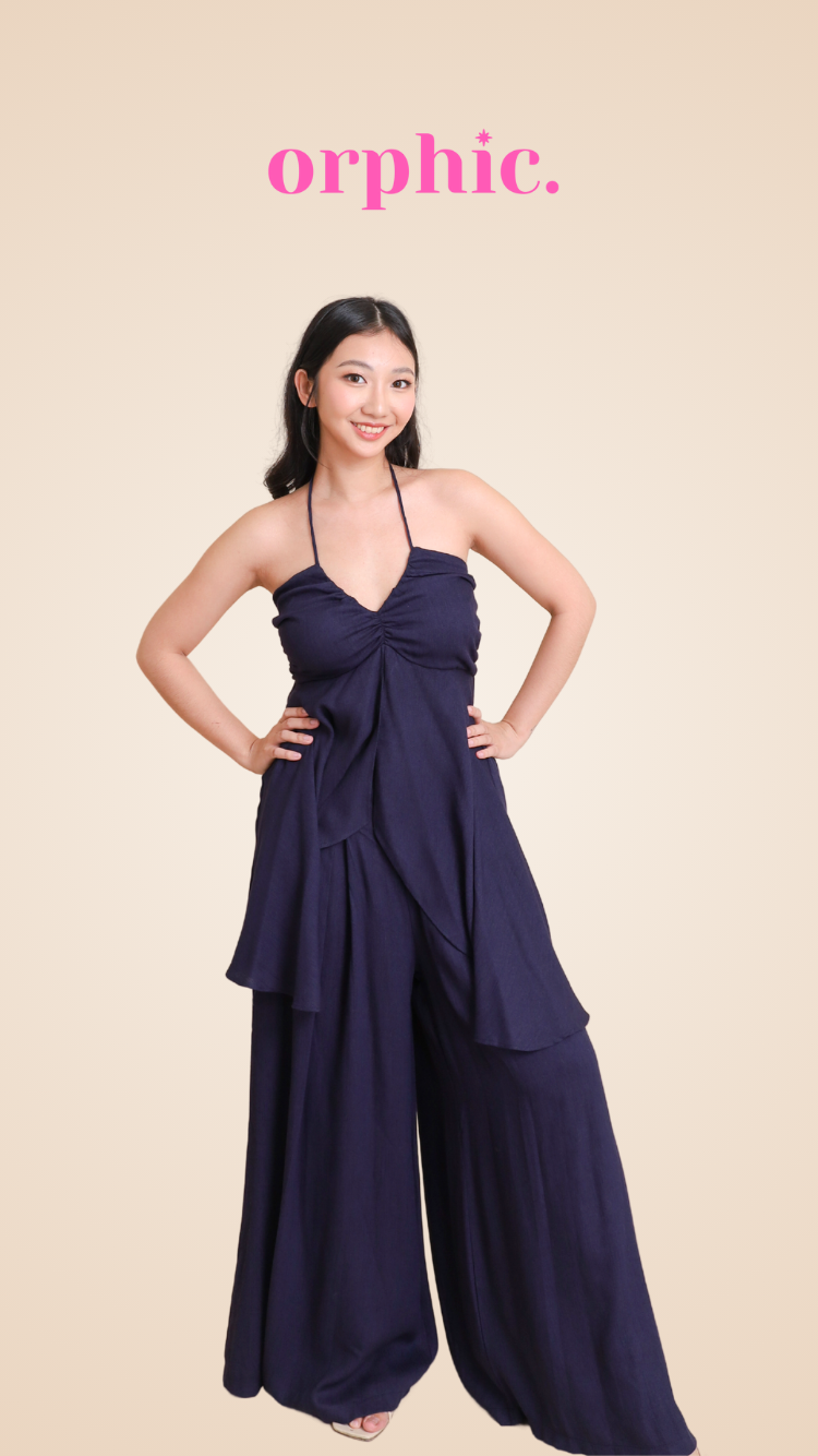 orphic. wear Veronica Premium Woven Linen Blend 2 Piece Set Breezy Top Wideleg Pants Beach Cover Up