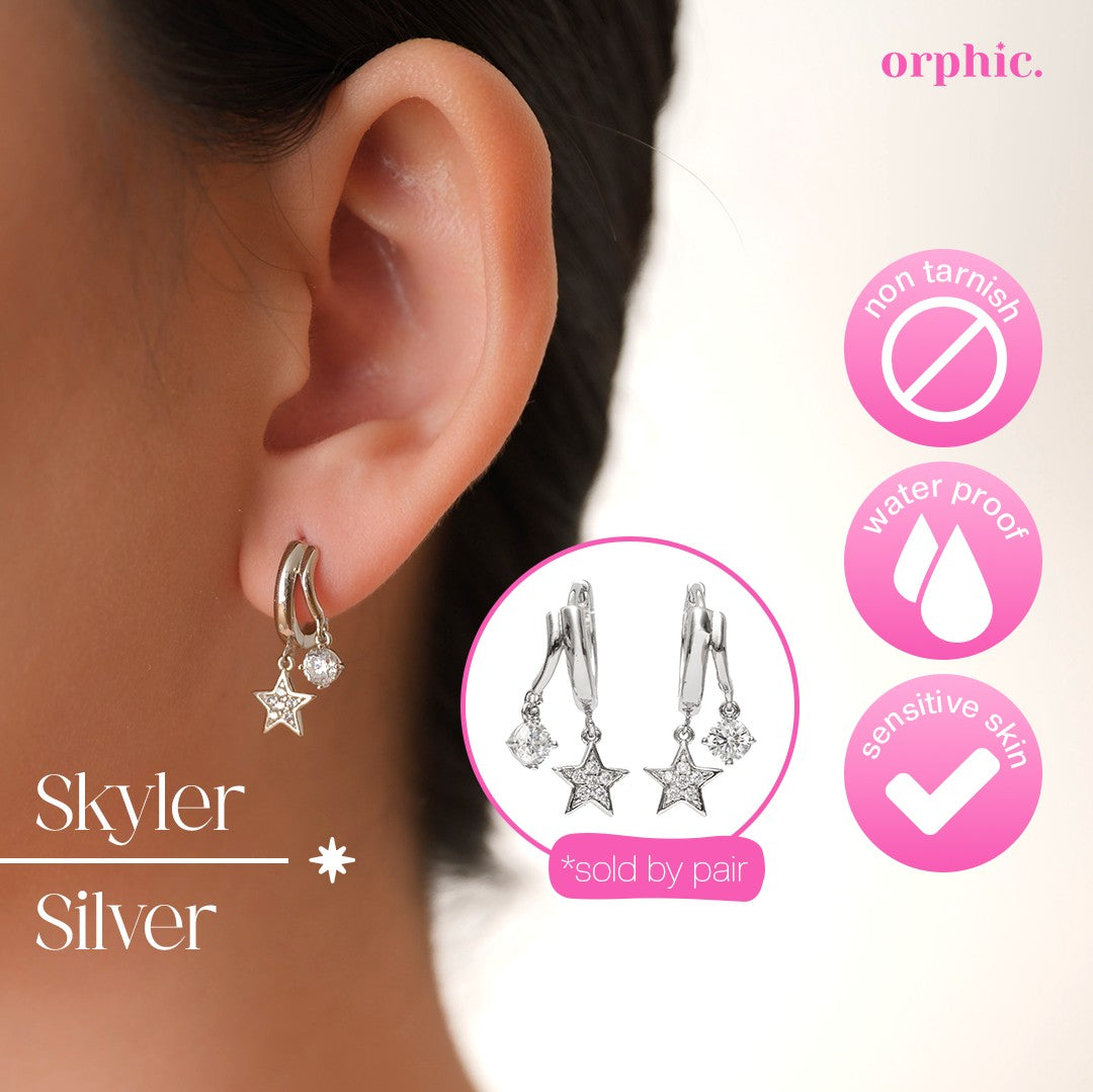 Double Piercing Illusion Earrings 18k Gold and Silver (White Gold Plated)