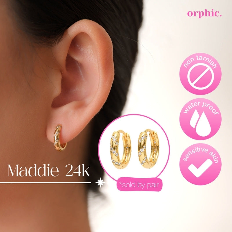 Maddie Hoop and Studs 24k Gold Plated Earrings Set