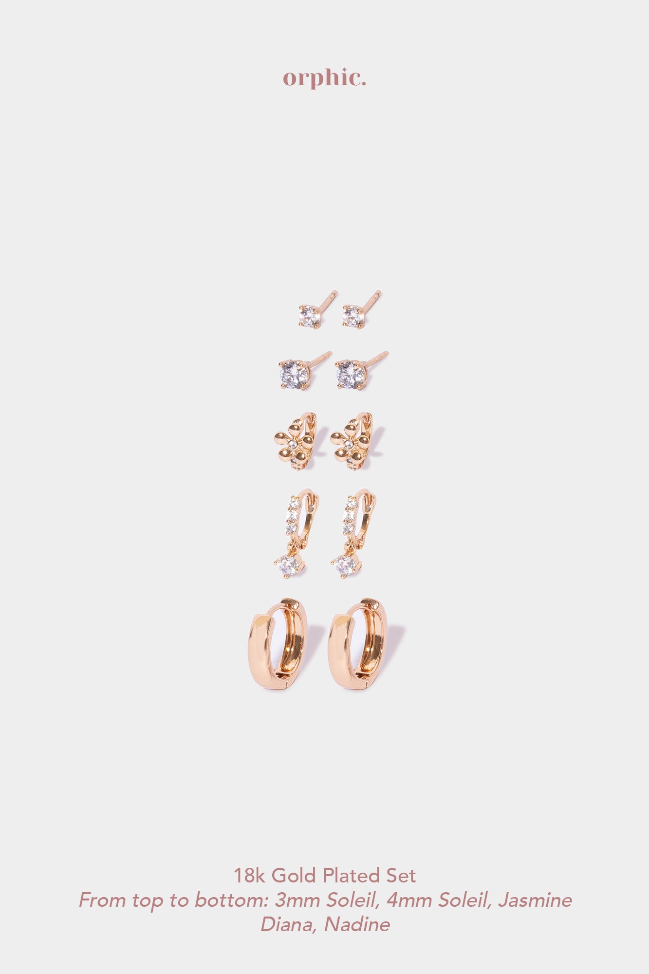 Diana 18k Gold Plated Earring Set