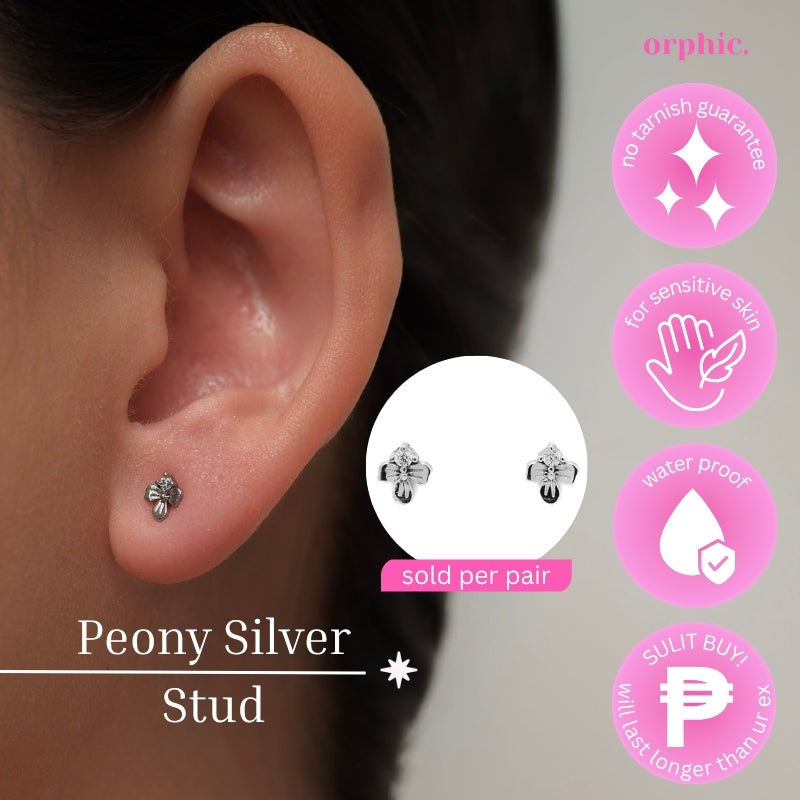 Stud Earrings Silver (White Gold Plated)