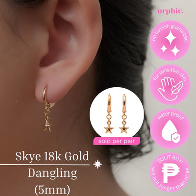 2026 Celestial Earrings Collection Dangling Hoop Stud - Skye 18k 5mm