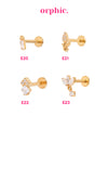 Gold Titanium Screw Lock Flatback Earring