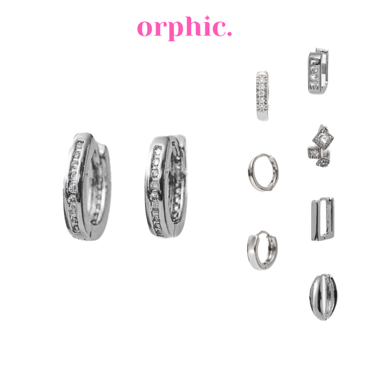 Hugger Hoop Earrings Silver (White Gold Plated)