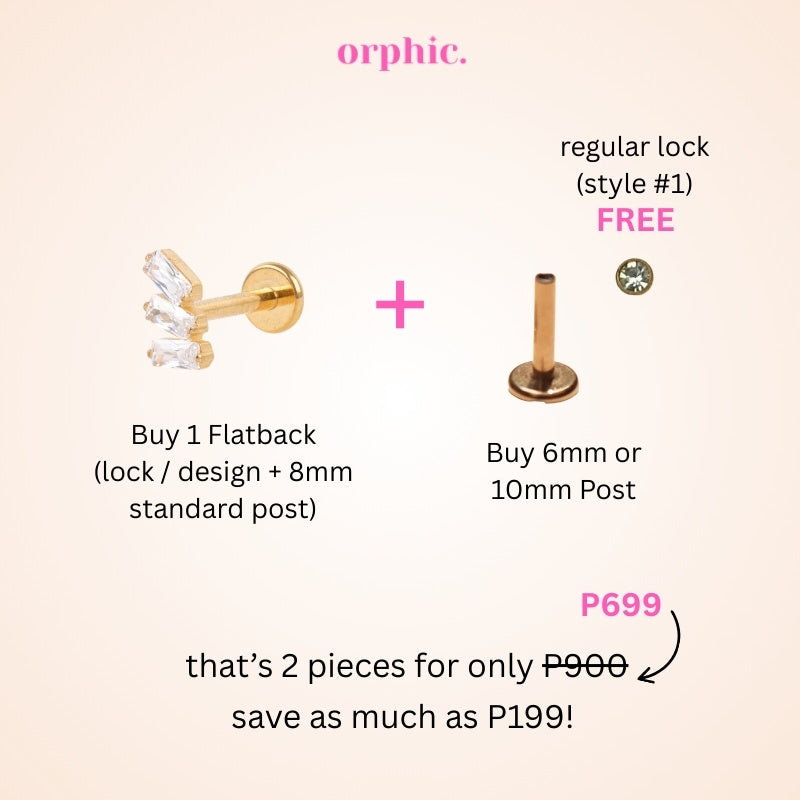 Gold Titanium Screw Lock Flatback Earring [3/3]