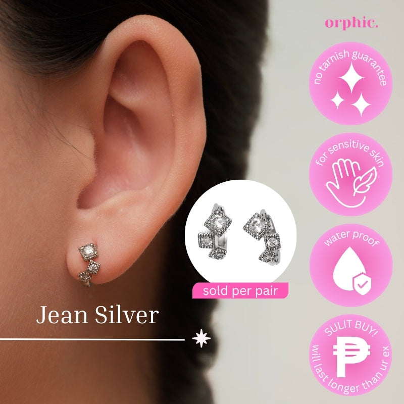 [2/2] Huggie Hoop Earrings Silver (White Gold Plated)