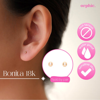 [1/2] Stud Earrings 18k Gold Plated - Bonita / 18k