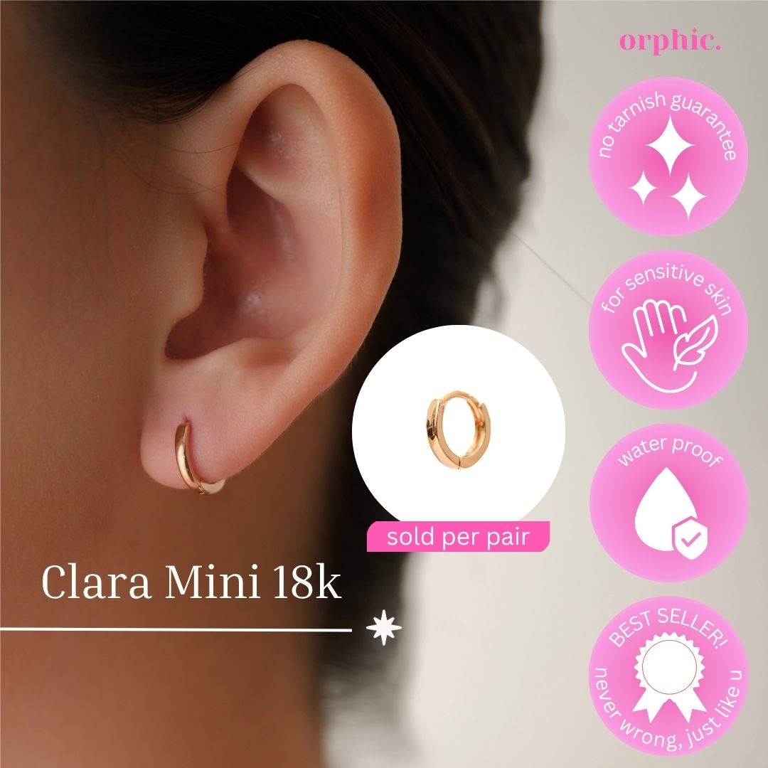 Hugger Hoop Earrings 18k Gold Plated