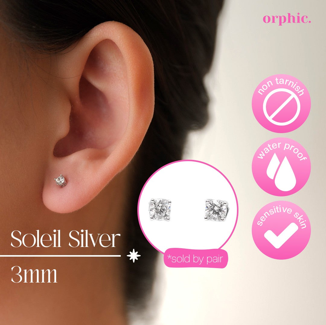 Stud Earrings Silver (White Gold Plated)