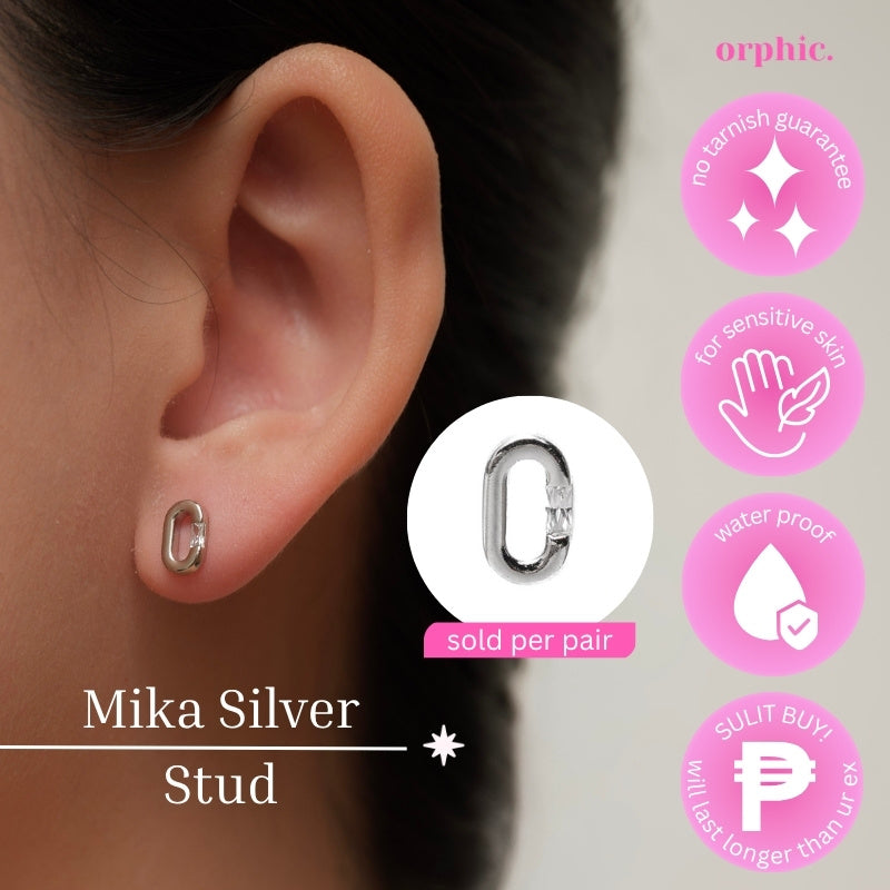 [1/2] Stud Earrings Silver (White Gold Plated)