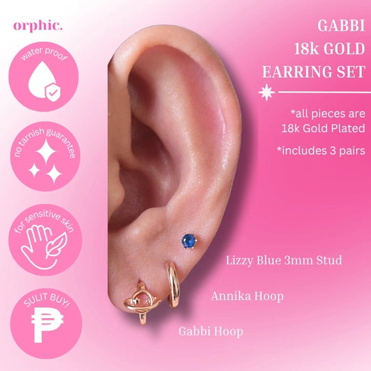 Gabbi Hoops and Stud 18k Gold Plated Earrings Set