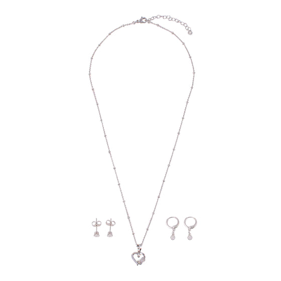 Charm Silver Plated Earring Set