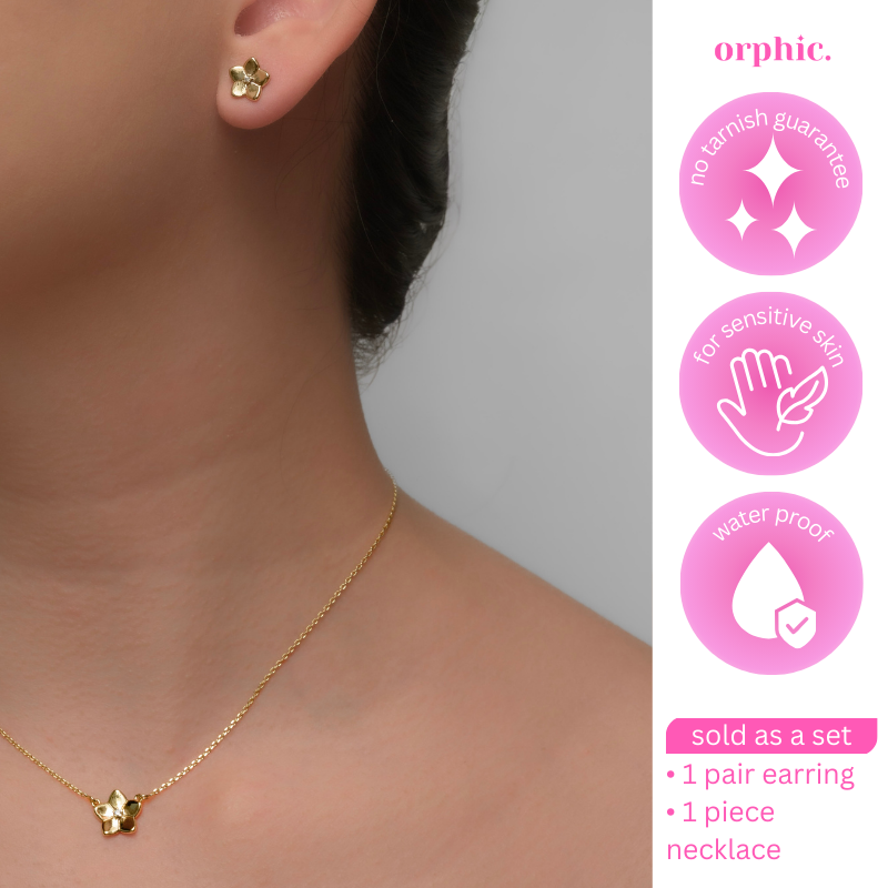 Maui 14k Gold Earring Necklace Set