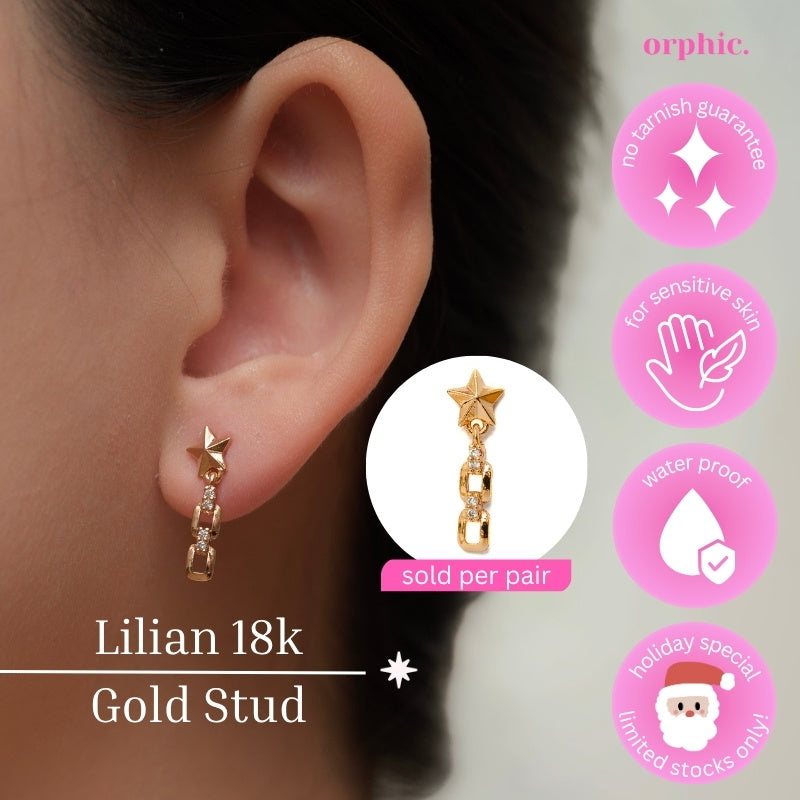 [2/2] Stud Earrings 18k Gold Plated