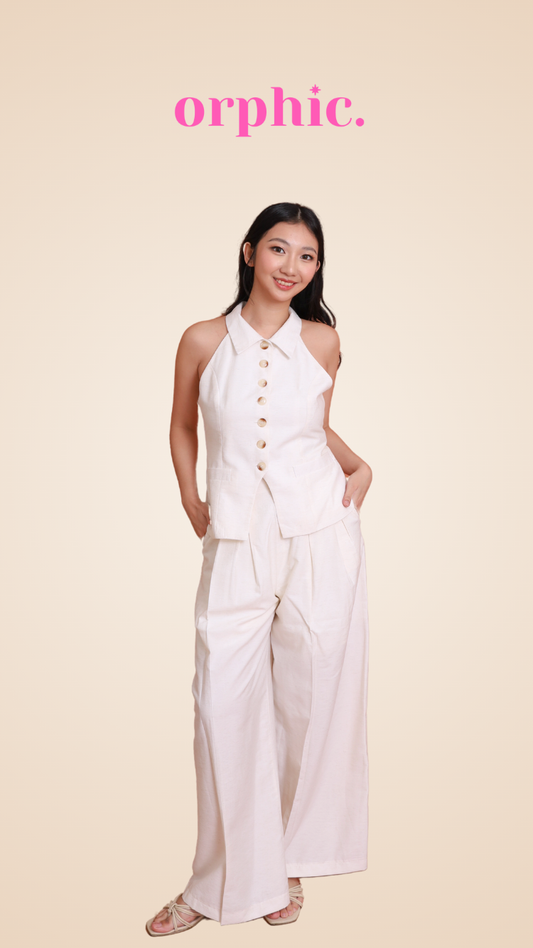 orphic. wear Bree Effortlessly Chic Linen Set: Collared Halter Top + Pants
