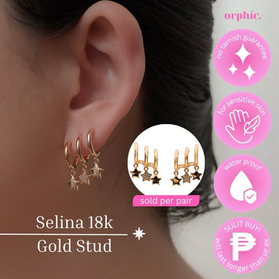 2026 Celestial Earrings Collection Dangling Hoop Stud - Selina 18k