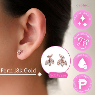 [2/2] Stud Earrings 18k Gold Plated - Fern / 18k Gold