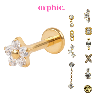 Gold Titanium Screw Lock Flatback Earring [3/3] - #41 (8mm) / 1 pc. only