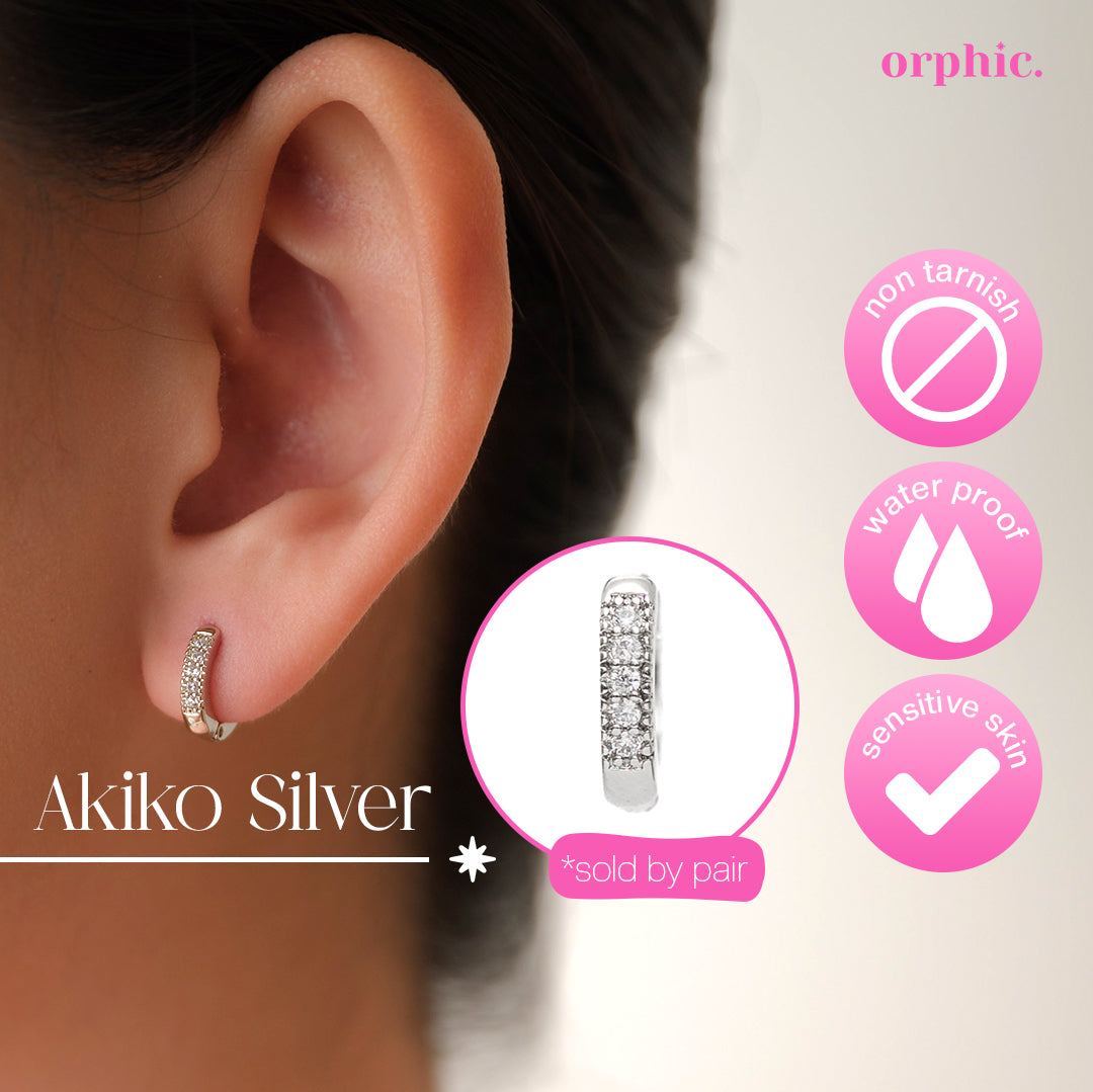 Hugger Hoop Earrings Silver (White Gold Plated)