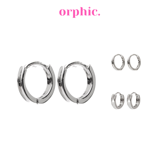 [1/2] Huggie Hoop Earrings Silver (White Gold Plated)