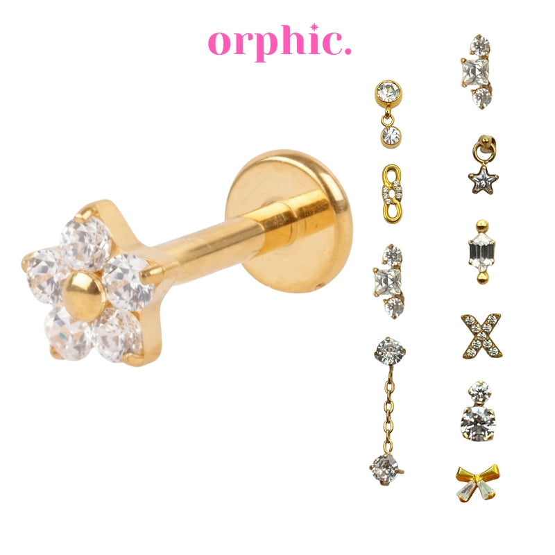 Gold Titanium Screw Lock Flatback Earring [2/2]