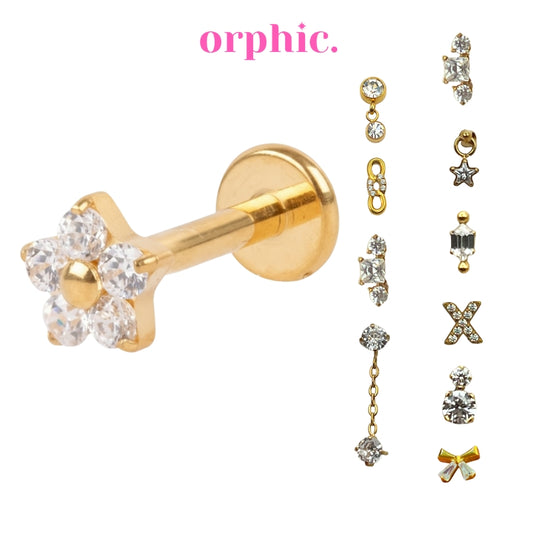 Gold Titanium Screw Lock Flatback Earring [2/2]
