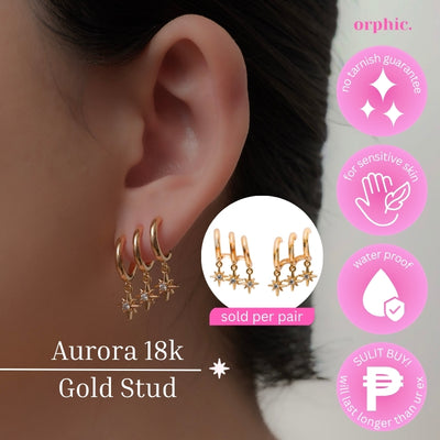 2026 Celestial Earrings Collection Dangling Hoop Stud - Aurora 18k