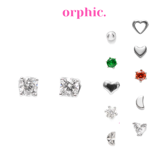[1/2] Stud Earrings Silver (White Gold Plated)