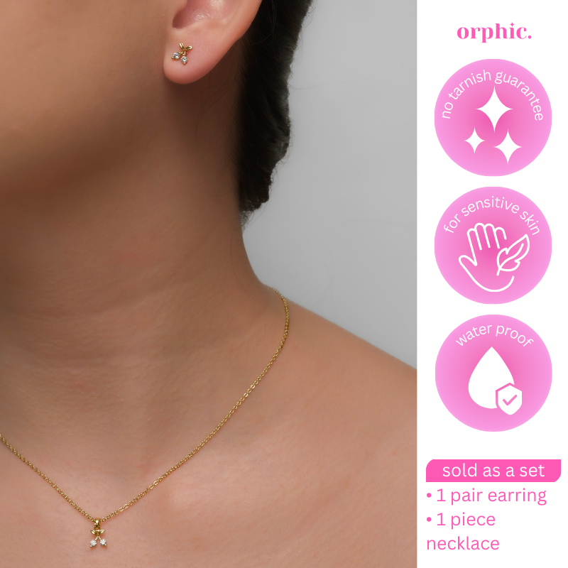 Sherry 14k 18k Gold Earring Necklace Set