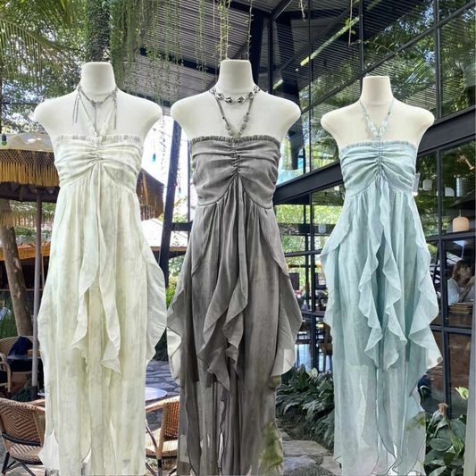 Lily Effortlessly Chic Linen Blend Beaded Halter Strap Dress