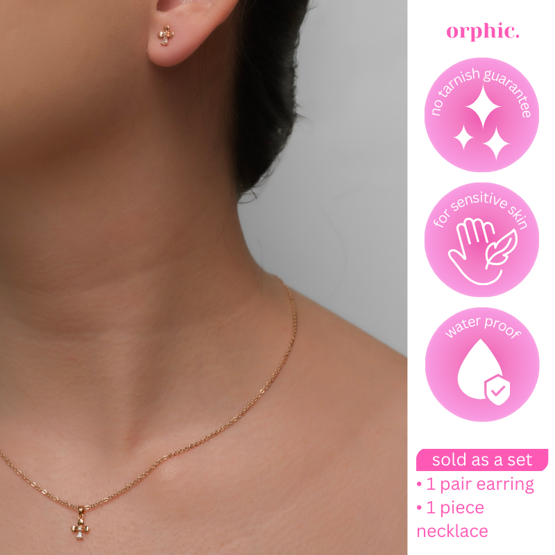 Cassy 18k Gold Earring Necklace Set