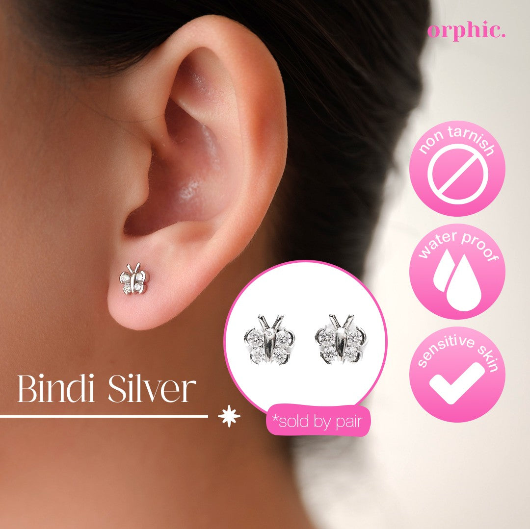Stud Earrings Silver (White Gold Plated)