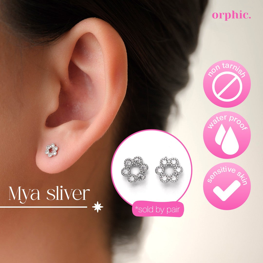 Stud Earrings Silver (White Gold Plated)