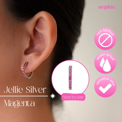 [2/2] Hoop Earring Silver - Jellie Magenta / Silver