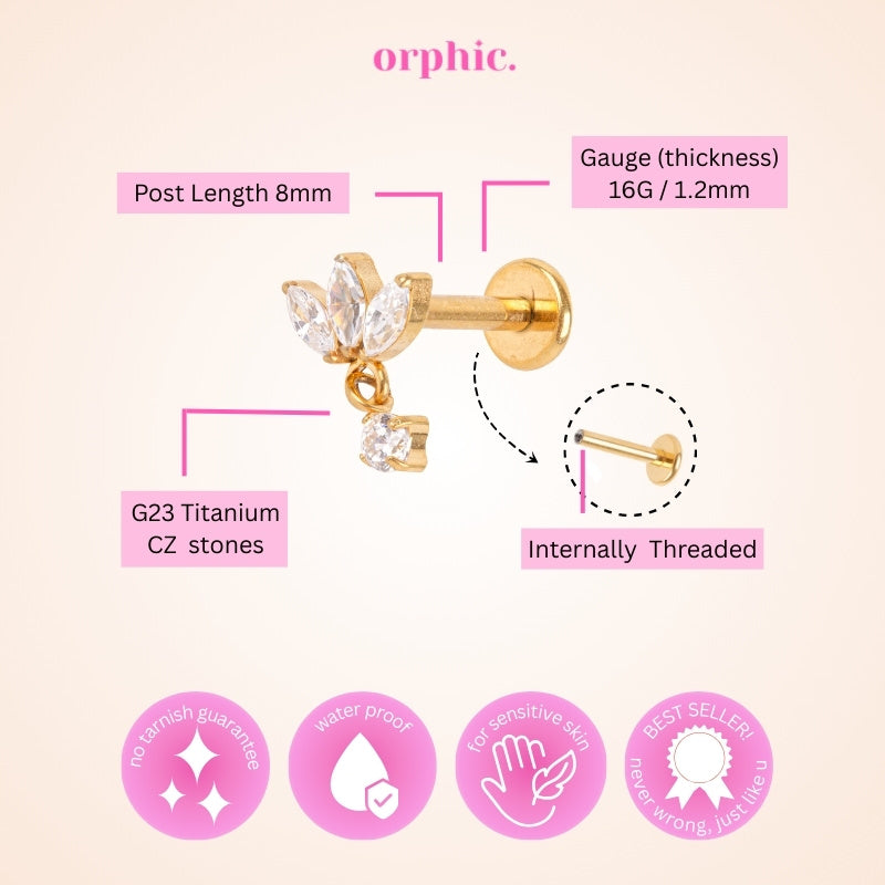Gold Titanium Screw Lock Flatback Earring [3/3]