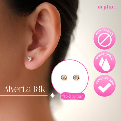 [1/2] Stud Earrings 18k Gold Plated - Alverta / 18k