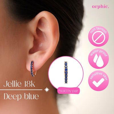 [2/2] Hoop Earrings 18k Gold Plated - Jellie Deep Blue / 18k Gold
