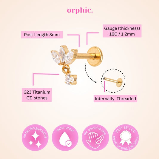Gold Titanium Screw Lock Flatback Earring [1/3]
