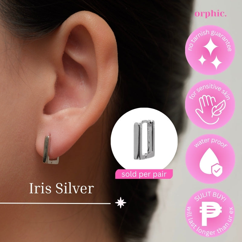 [1/2] Huggie Hoop Earrings Silver (White Gold Plated)