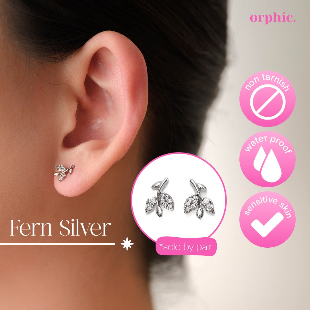 Stud Earrings Silver (White Gold Plated)