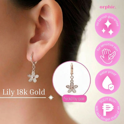 Dangling Earrings 18k Gold Plated - Lily / 18k Gold