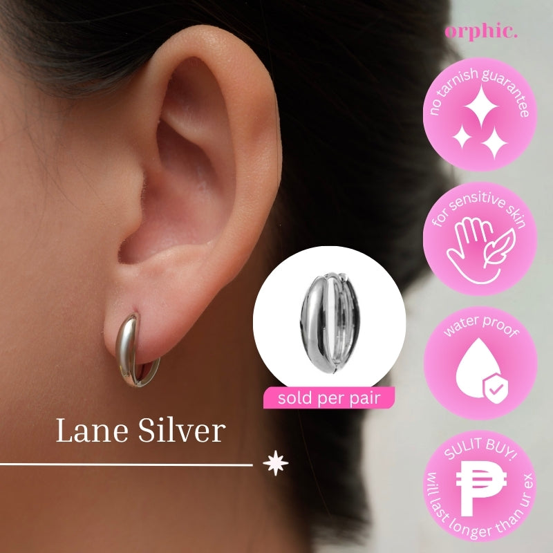 Hugger Hoop Earrings Silver (White Gold Plated)