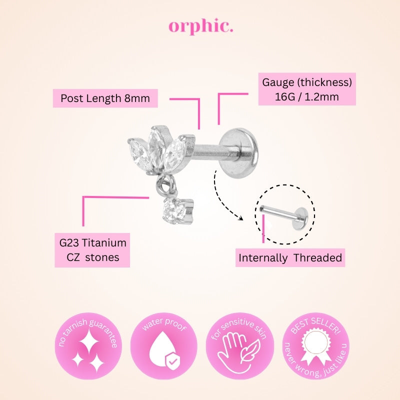 Silver Titanium Screw Lock Flatback Earring [1/4]