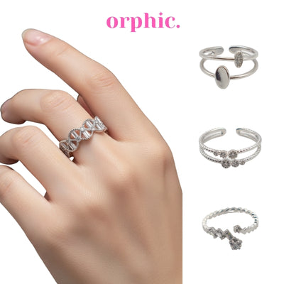 2026 Dainty Stackable Gold Adjustable Rings Silver (White Gold) Plated - Emi
