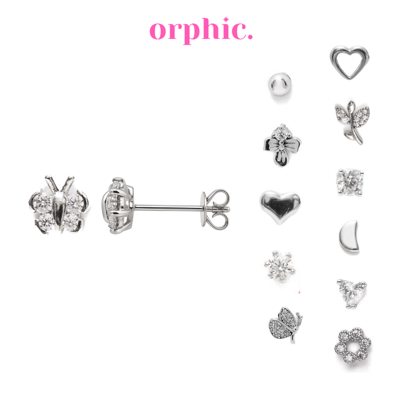 Stud Earrings Silver (White Gold Plated)