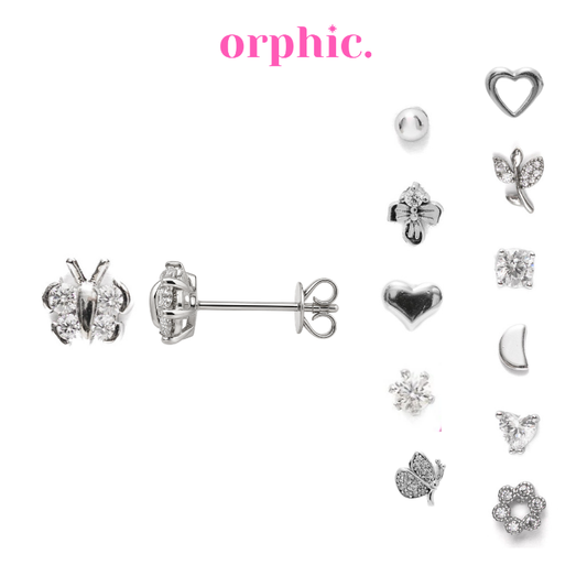Stud Earrings Silver (White Gold Plated)