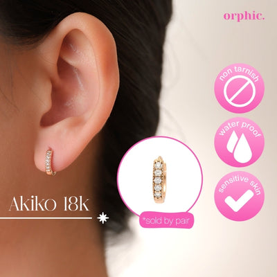 [2/2] Huggie Hoop Earrings 18k Gold Plated - Akiko / 18k Gold