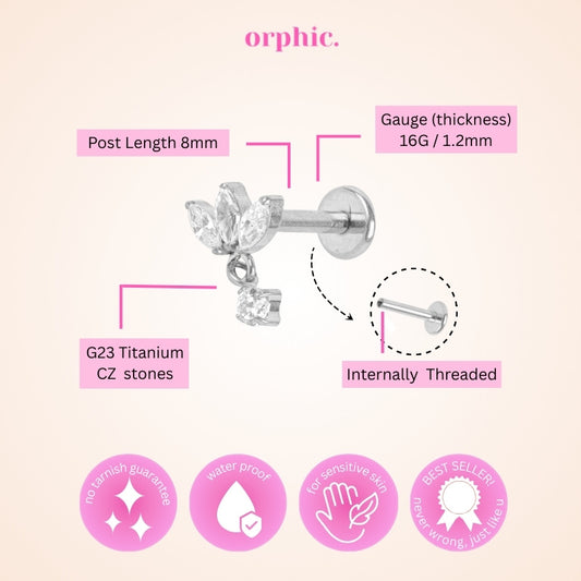 Silver Titanium Screw Lock Flatback Earring [4/4]