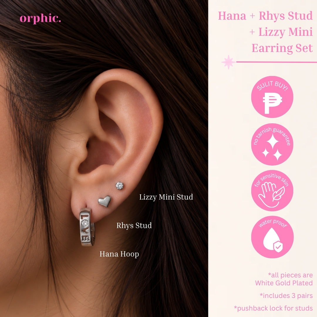 Earring Stack Set — Hypoallergenic & Non-Tarnish | White Gold (Silver Color) Plated